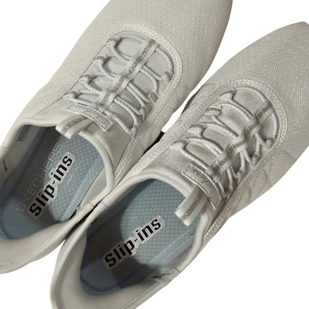 Skechers Hands Free Slip-ins Ultra Flex 3.0 Smooth Step White Sparkle 100743 WHT